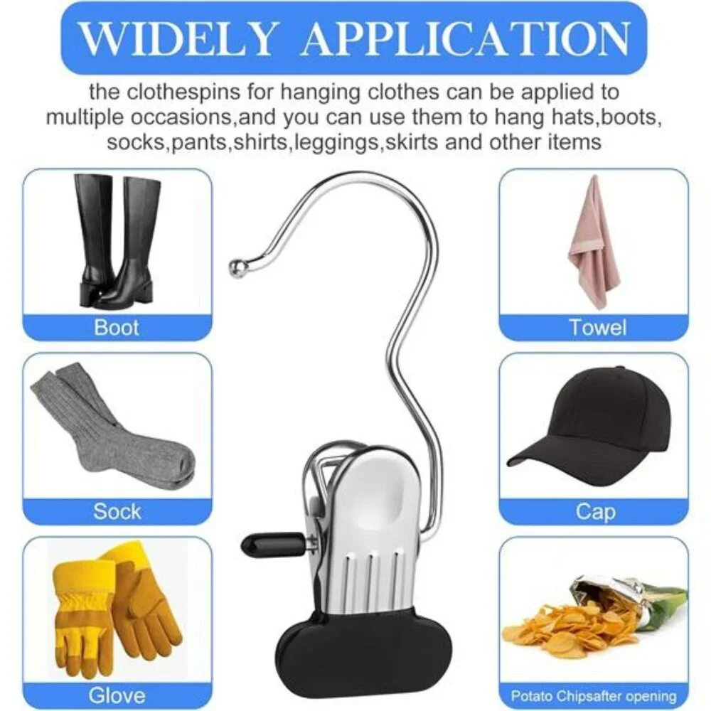 Heavy duty clothes hanger clips stainless steel laundry hooks closet organizer s